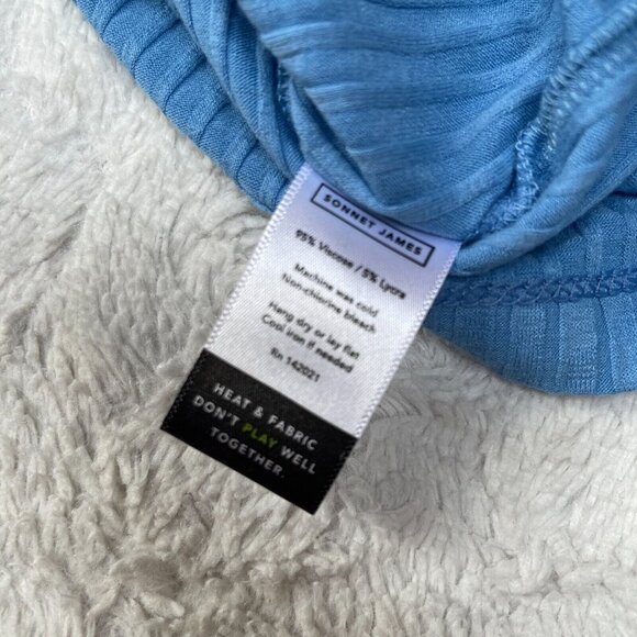 Sonnet James A Play Dress Long Sleeve Tunic Shirt Top Sz Large Ribbed Knit Blue - Picture 8 of 9